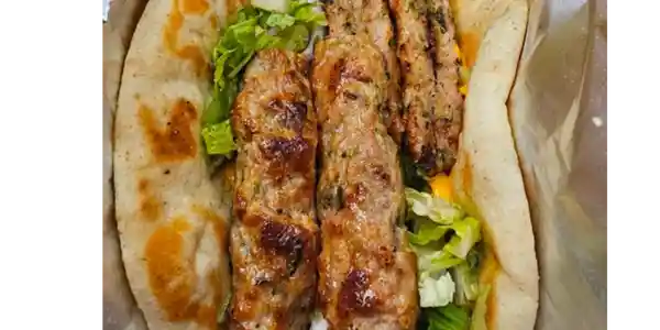 Indian seekh kebab wrap close up